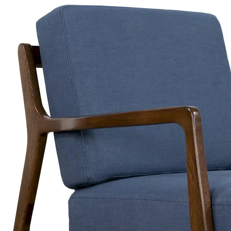 Fabric Lounge Chair with Solid Wood Frame and Removable Cushion Covers