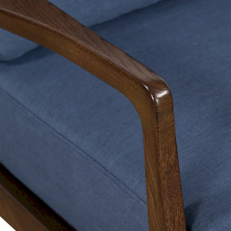Fabric Lounge Chair with Solid Wood Frame and Removable Cushion Covers