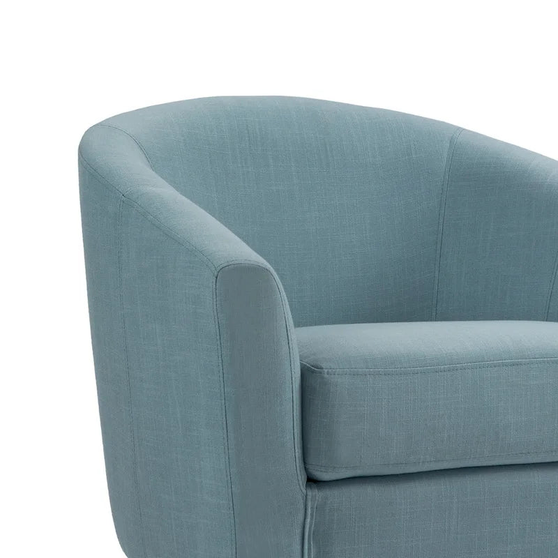 Set of 2 Upholstered Modern Barrel Accent Chair Wood Legs