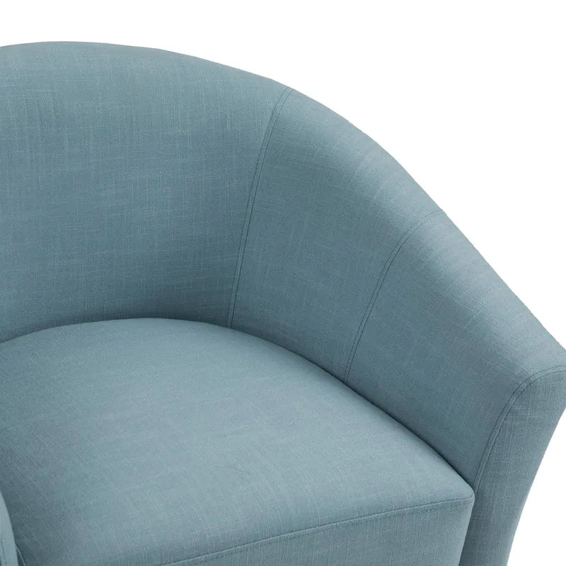 Set of 2 Upholstered Modern Barrel Accent Chair Wood Legs