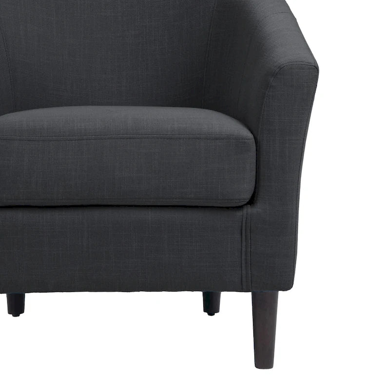 Set of 2 Upholstered Modern Barrel Accent Chair Wood Legs