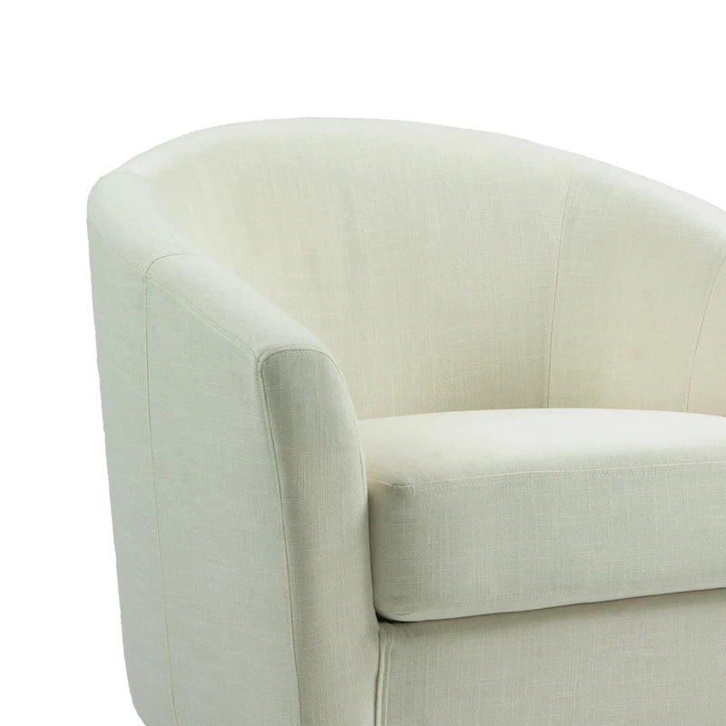 Set of 2 Upholstered Modern Barrel Accent Chair Wood Legs