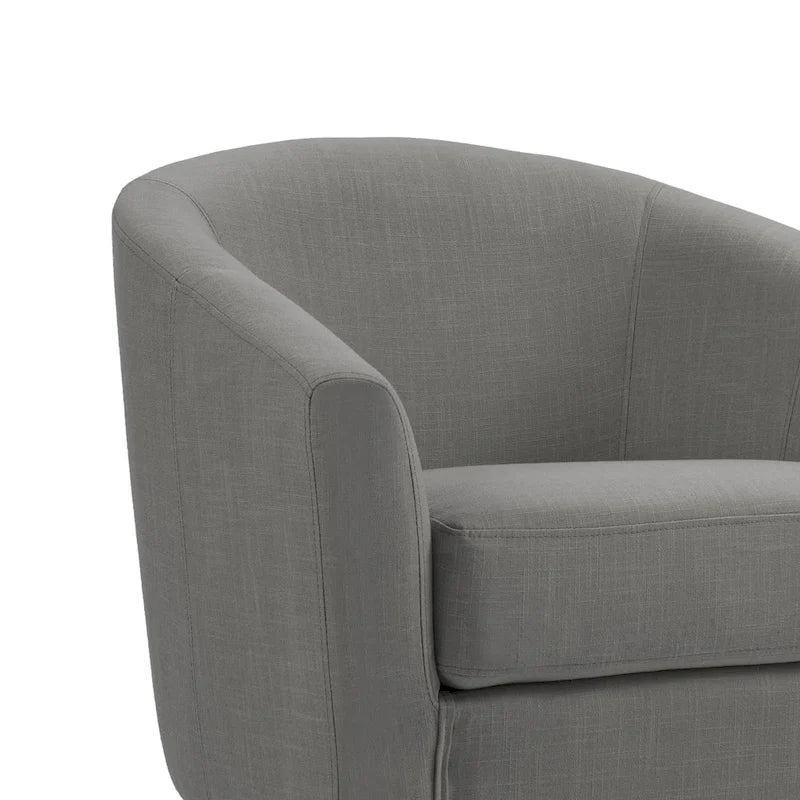 Set of 2 Upholstered Modern Barrel Accent Chair Wood Legs