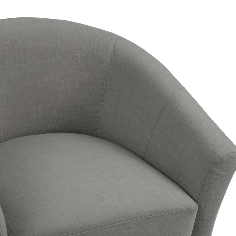 Set of 2 Upholstered Modern Barrel Accent Chair Wood Legs