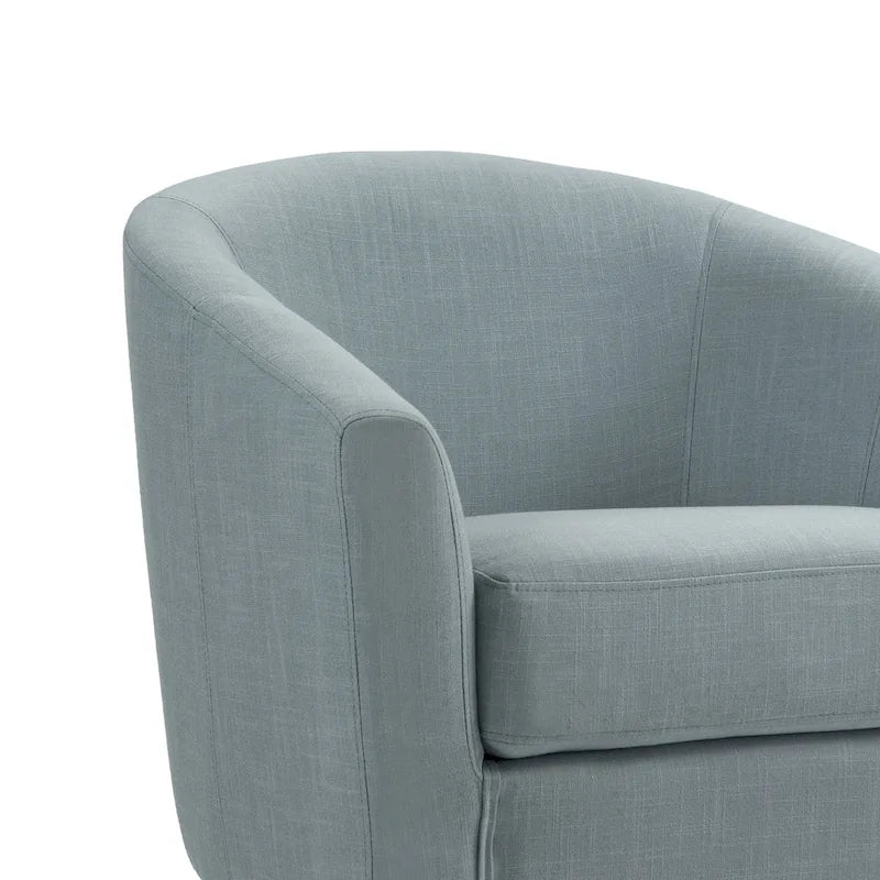Set of 2 Upholstered Modern Barrel Accent Chair Wood Legs