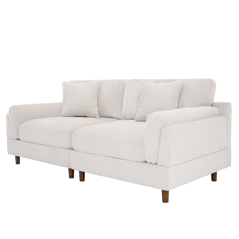 Corduroy Deep Seat Loveseat Sofa with Wood Legs Multi-Color Options