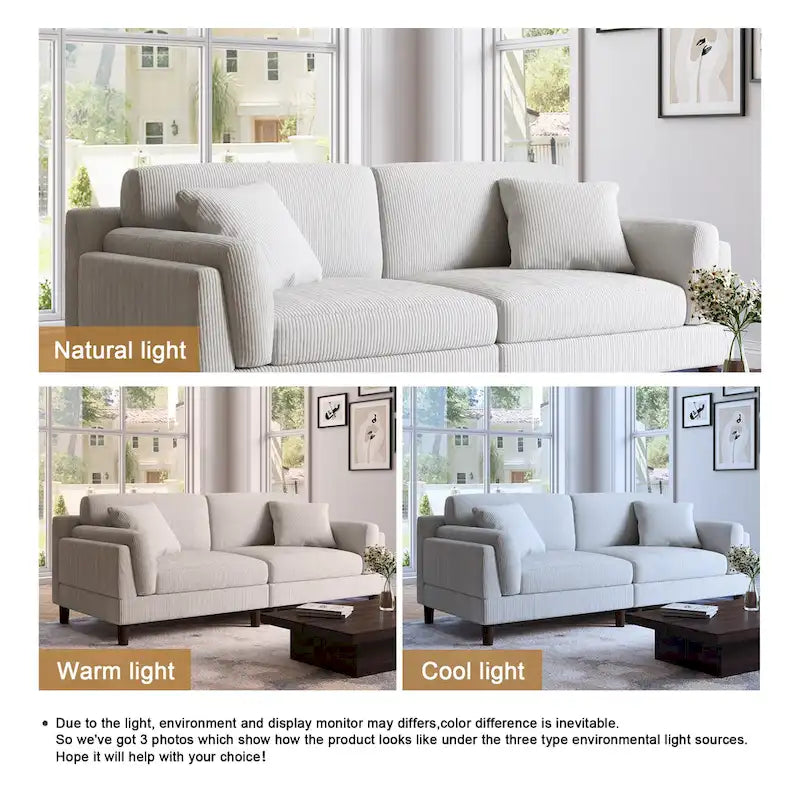 Corduroy Deep Seat Loveseat Sofa with Wood Legs Multi-Color Options