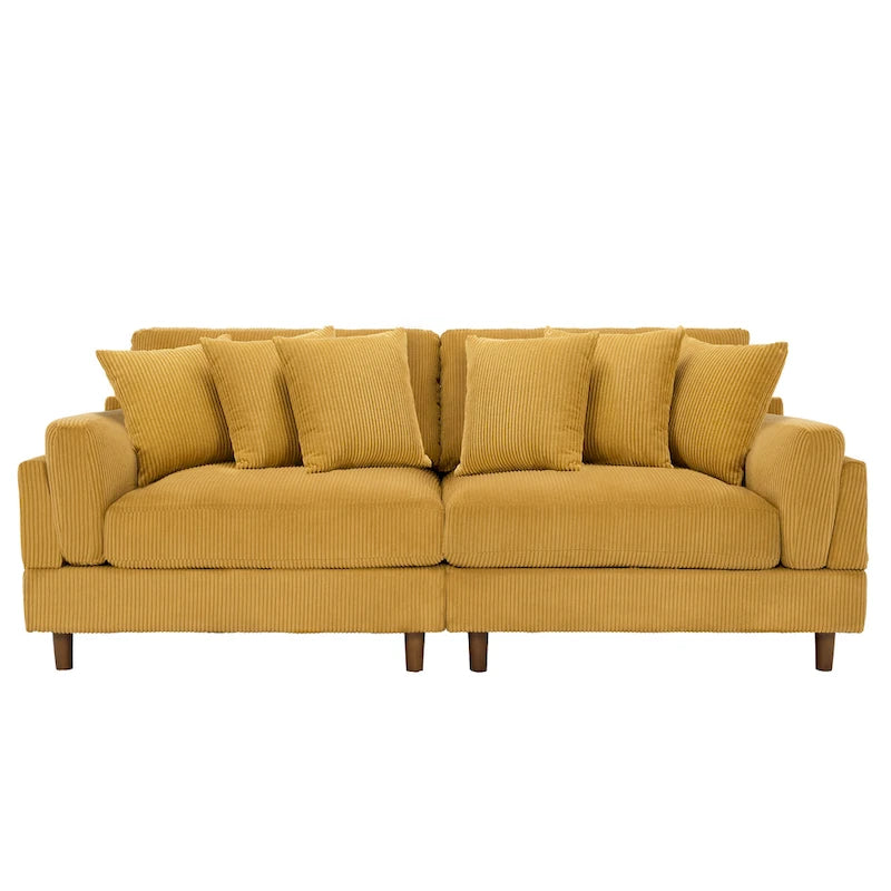 Corduroy Deep Seat Loveseat Sofa with Wood Legs Multi-Color Options