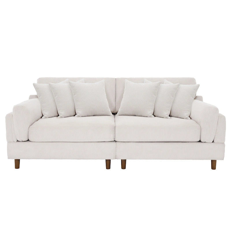 Corduroy Deep Seat Loveseat Sofa with Wood Legs Multi-Color Options