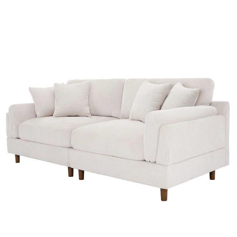 Corduroy Deep Seat Loveseat Sofa with Wood Legs Multi-Color Options