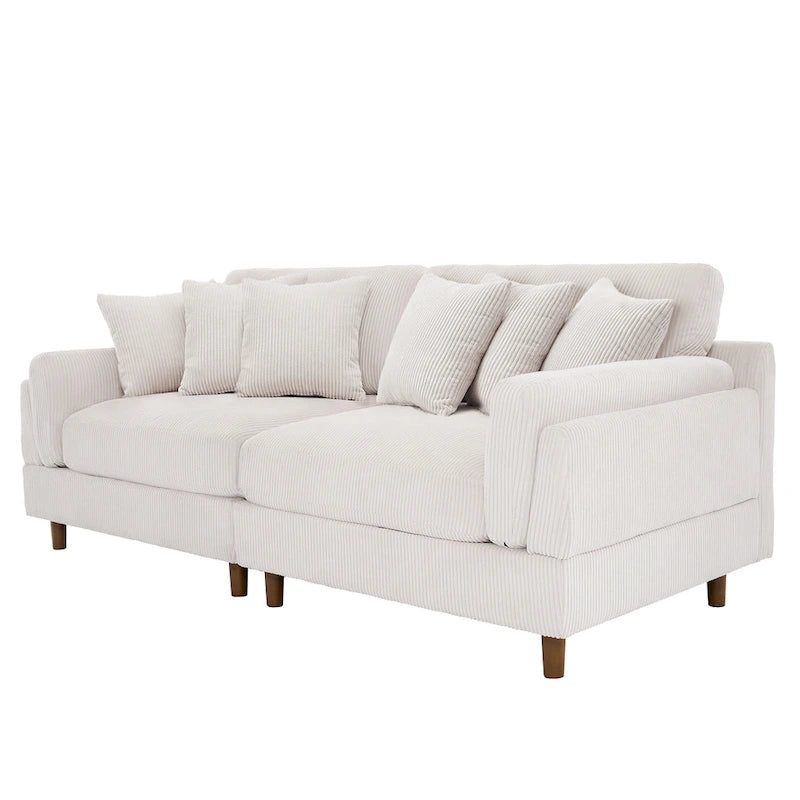 Corduroy Deep Seat Loveseat Sofa with Wood Legs Multi-Color Options