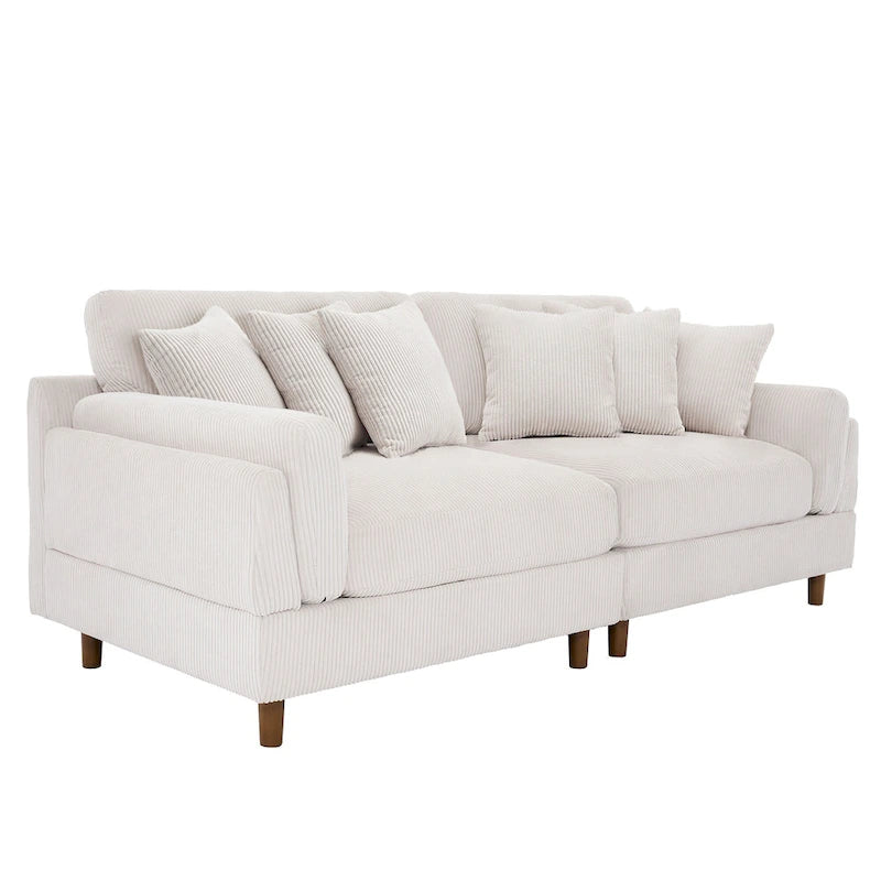 Corduroy Deep Seat Loveseat Sofa with Wood Legs Multi-Color Options