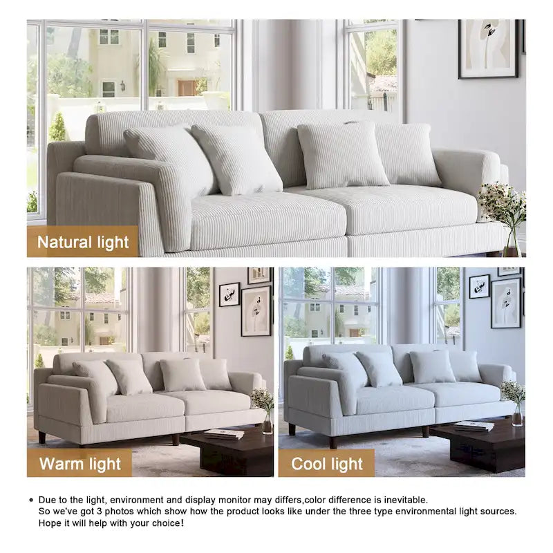 Corduroy Deep Seat Loveseat Sofa with Wood Legs Multi-Color Options