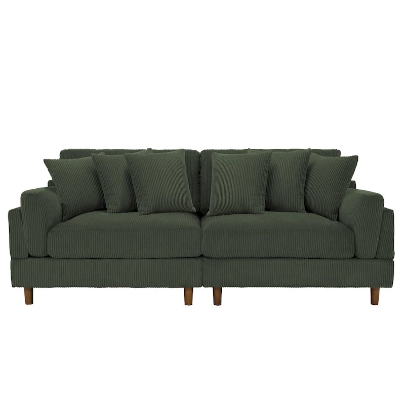 Corduroy Deep Seat Loveseat Sofa with Wood Legs Multi-Color Options