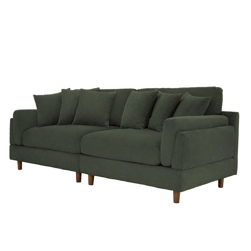 Corduroy Deep Seat Loveseat Sofa with Wood Legs Multi-Color Options