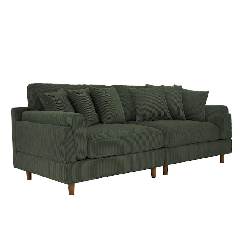 Corduroy Deep Seat Loveseat Sofa with Wood Legs Multi-Color Options