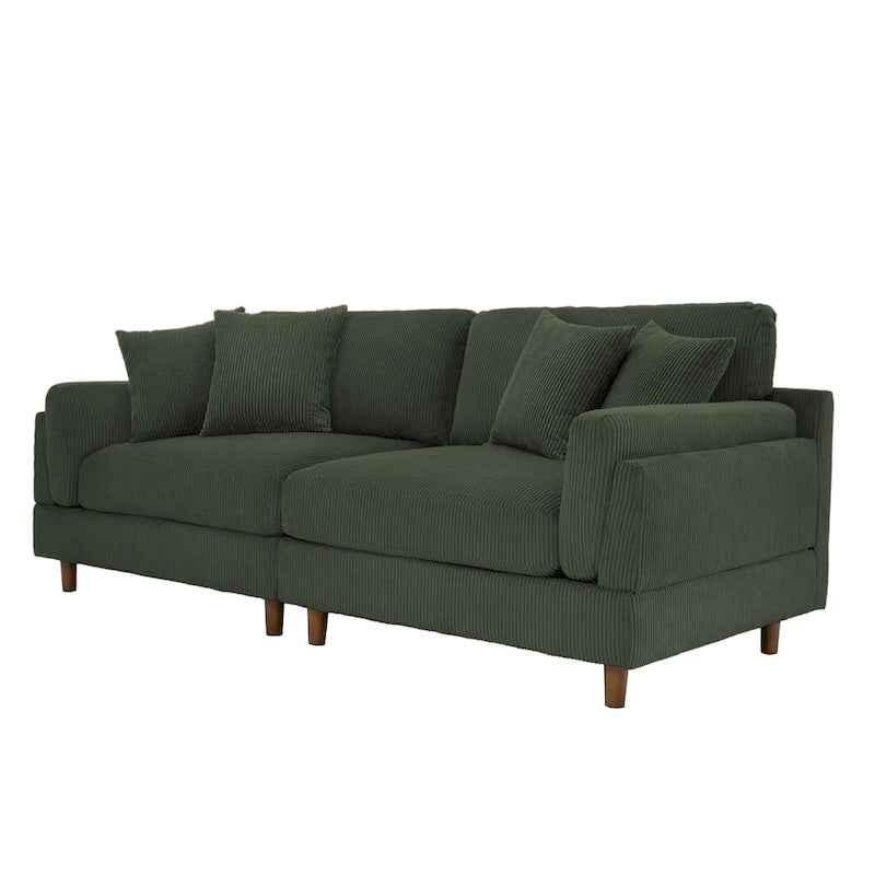 Corduroy Deep Seat Loveseat Sofa with Wood Legs Multi-Color Options