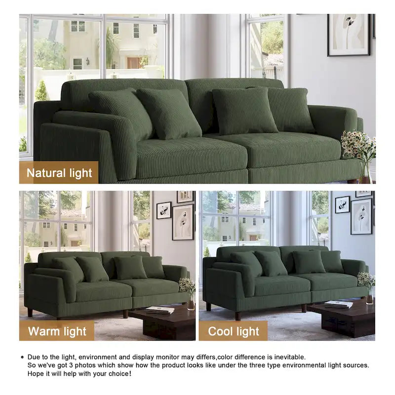 Corduroy Deep Seat Loveseat Sofa with Wood Legs Multi-Color Options