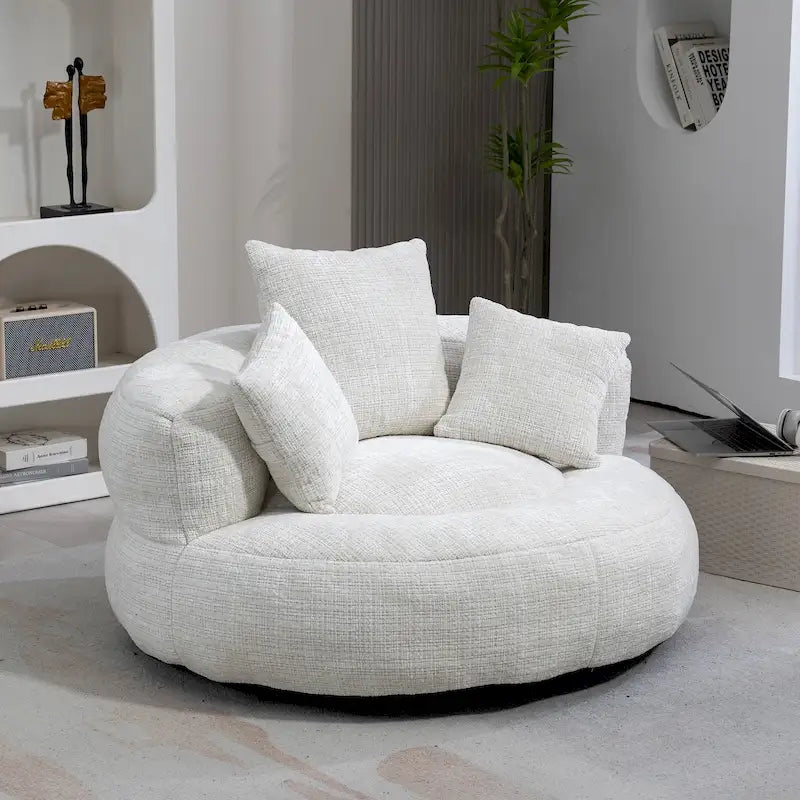 Chenille Upholstered High Back Bean Bag Lounger Chair Multiple Colors