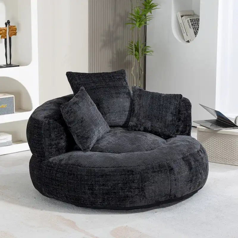 Chenille Upholstered High Back Bean Bag Lounger Chair Multiple Colors