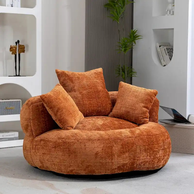 Chenille Upholstered High Back Bean Bag Lounger Chair Multiple Colors