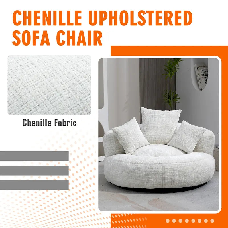 Chenille Upholstered High Back Bean Bag Lounger Chair Multiple Colors