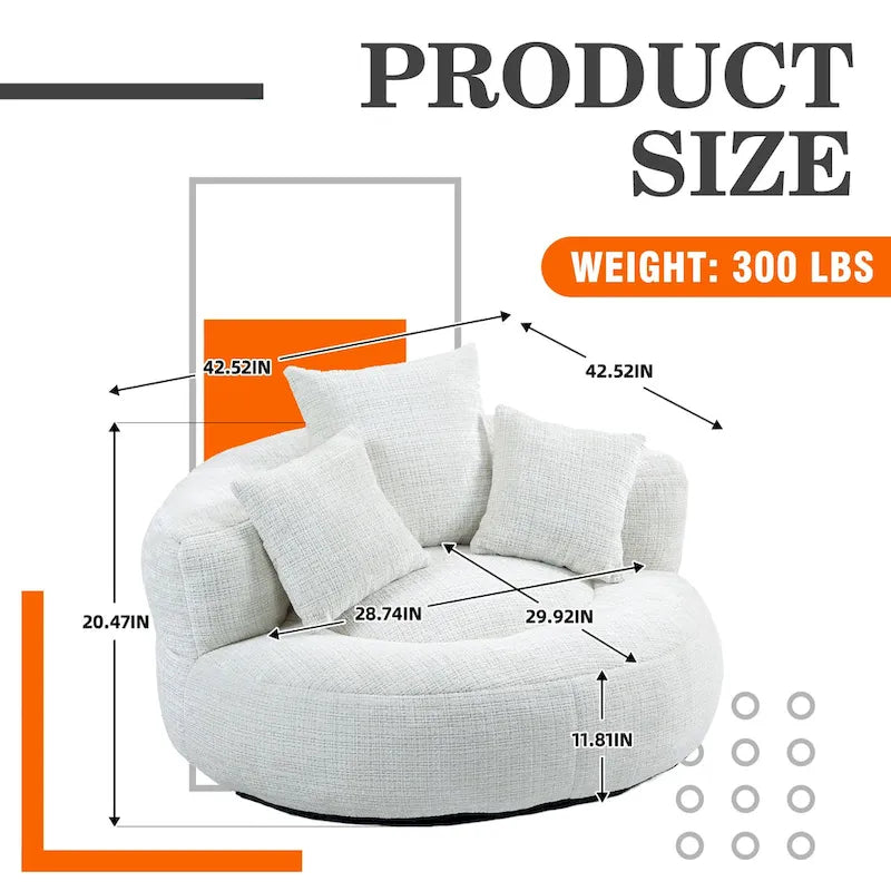 Chenille Upholstered High Back Bean Bag Lounger Chair Multiple Colors