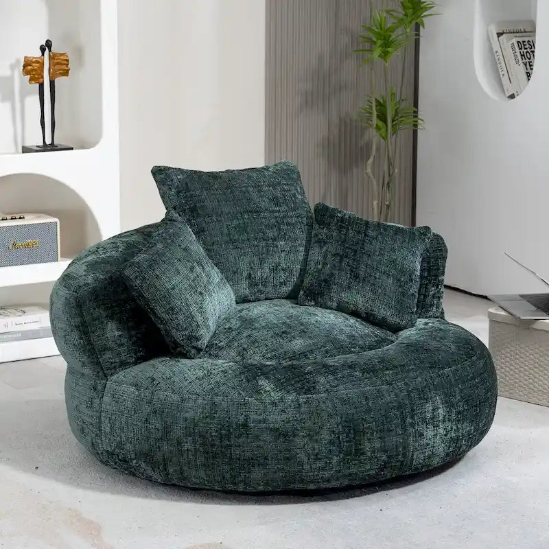 Chenille Upholstered High Back Bean Bag Lounger Chair Multiple Colors