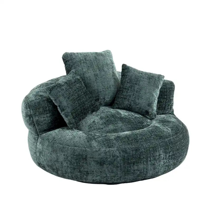 Chenille Upholstered High Back Bean Bag Lounger Chair Multiple Colors