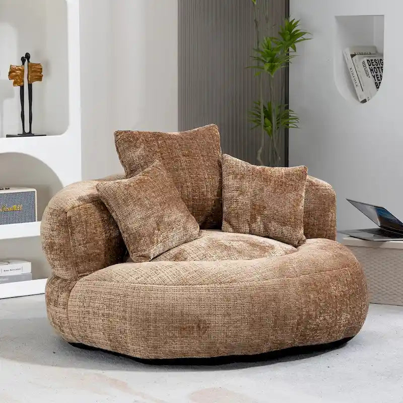 Chenille Upholstered High Back Bean Bag Lounger Chair Multiple Colors