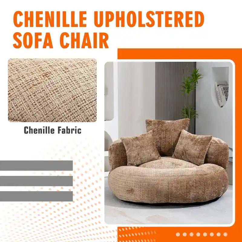 Chenille Upholstered High Back Bean Bag Lounger Chair Multiple Colors