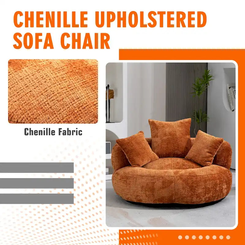 Chenille Upholstered High Back Bean Bag Lounger Chair Multiple Colors