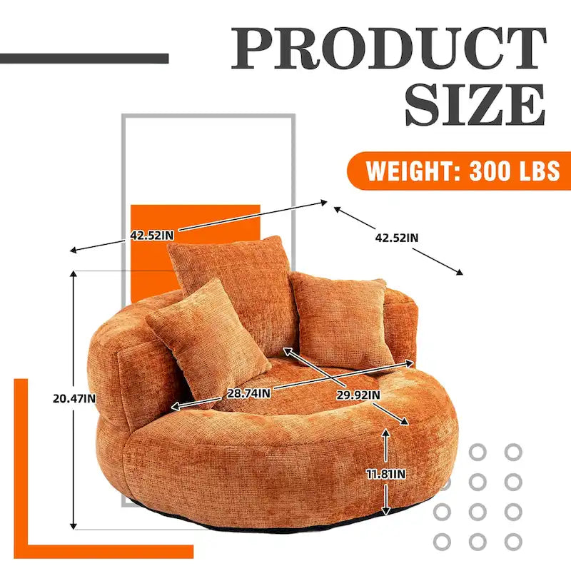 Chenille Upholstered High Back Bean Bag Lounger Chair Multiple Colors