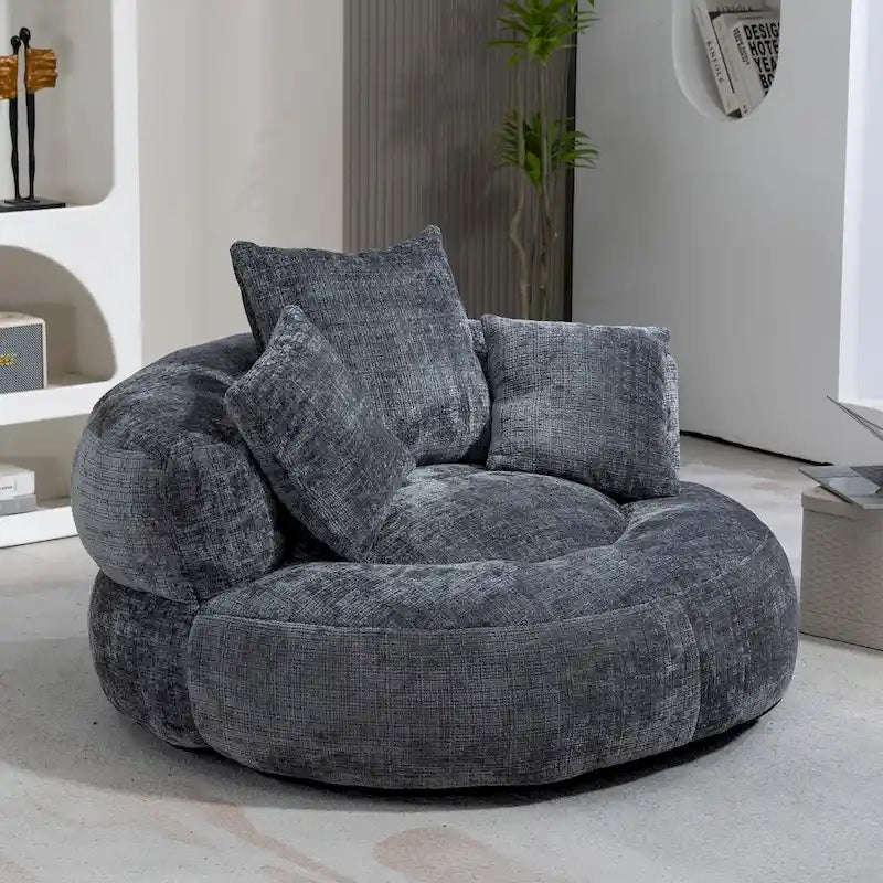 Chenille Upholstered High Back Bean Bag Lounger Chair Multiple Colors