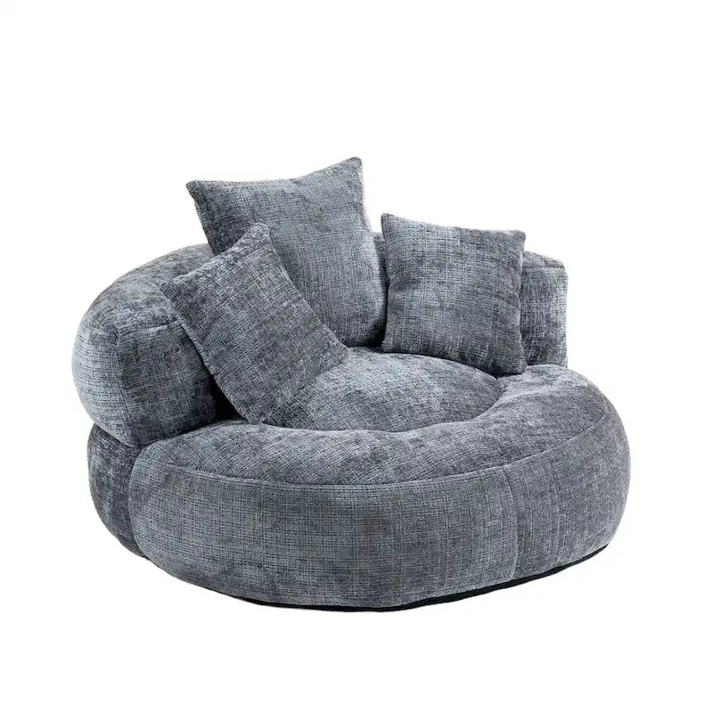 Chenille Upholstered High Back Bean Bag Lounger Chair Multiple Colors