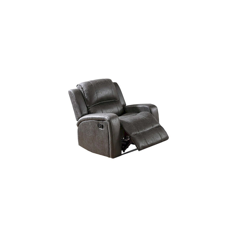 Upholstered Manual Recliner Chair with Tufted Back in Chestnut and Smoke