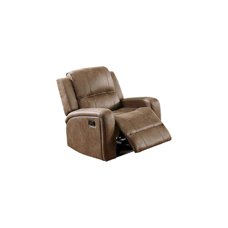 Upholstered Manual Recliner Chair with Tufted Back in Chestnut and Smoke