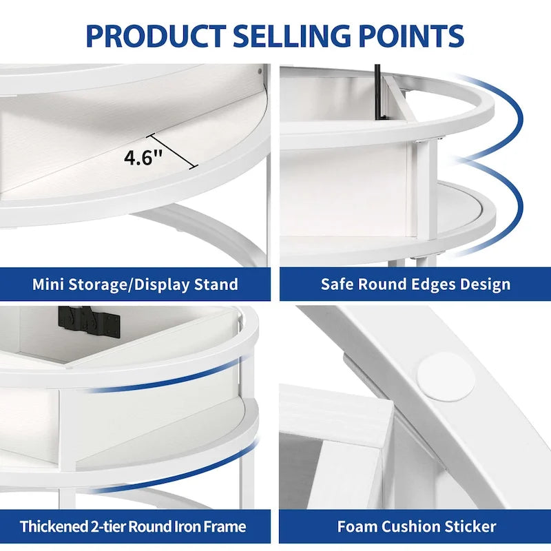Round Lift Top Coffee Table with Hidden Storage and Open Shelf, Multi-Color