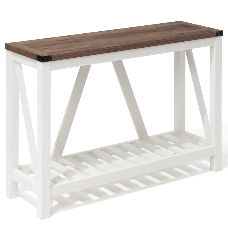 A-Frame Console Table with Open Display Shelf in Grey, Black or Brown