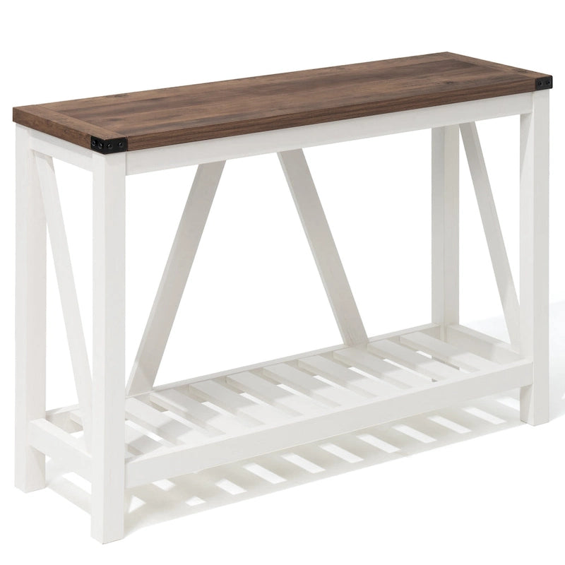 A-Frame Console Table with Open Display Shelf in Grey, Black or Brown