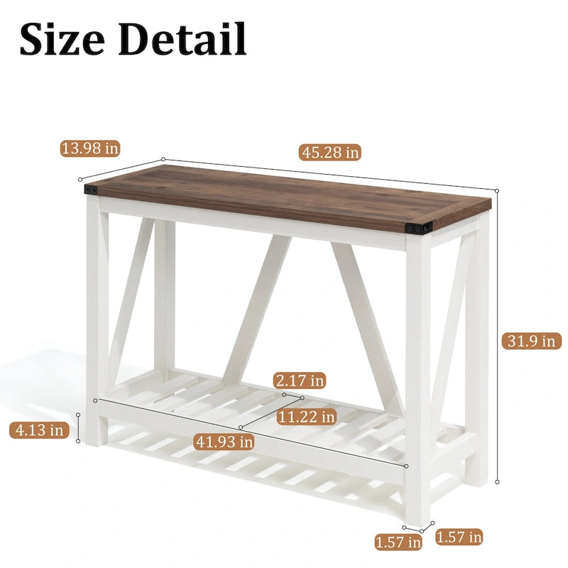 A-Frame Console Table with Open Display Shelf in Grey, Black or Brown