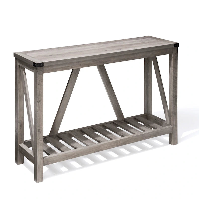 A-Frame Console Table with Open Display Shelf in Grey, Black or Brown