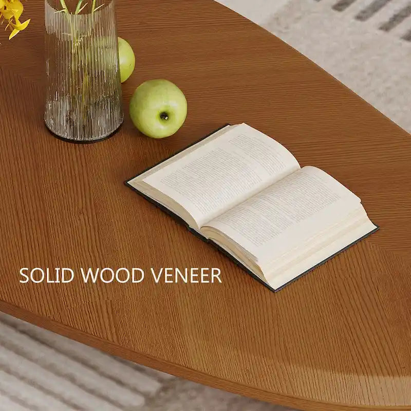 Round Wood Coffee Table with Three Decorative Ball Legs Cream Black Brown