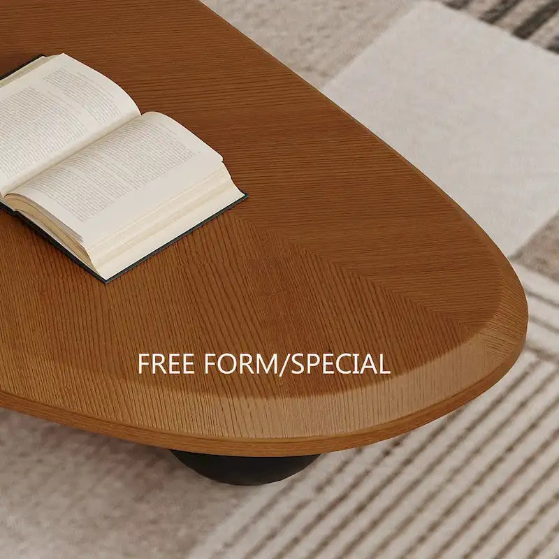 Round Wood Coffee Table with Three Decorative Ball Legs Cream Black Brown
