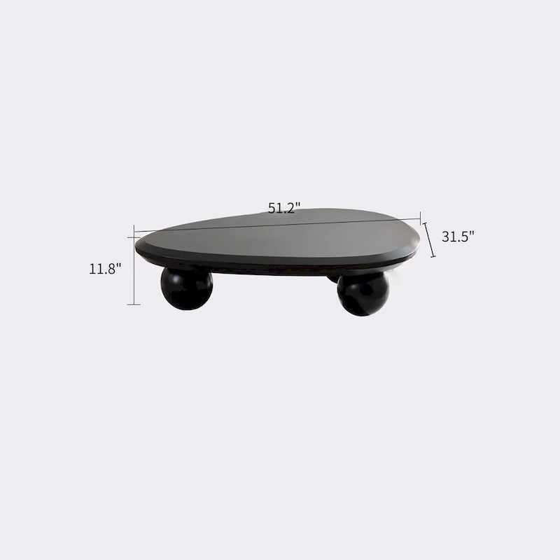 Round Wood Coffee Table with Three Decorative Ball Legs Cream Black Brown