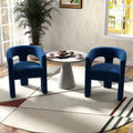 Velvet Upholstered Open-Back Accent Armchair with Arched Legs
