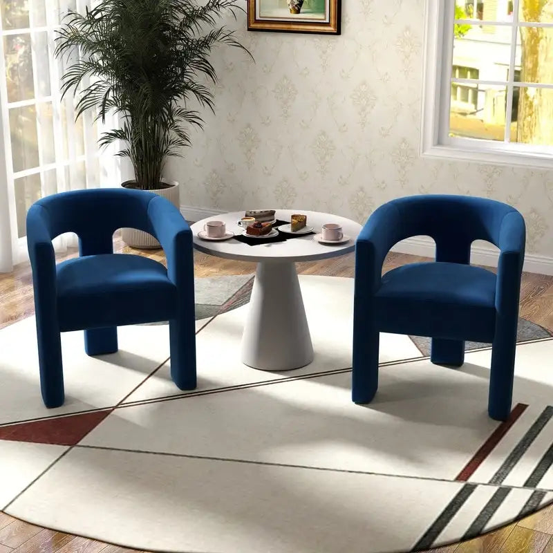 Velvet Upholstered Open-Back Accent Armchair with Arched Legs