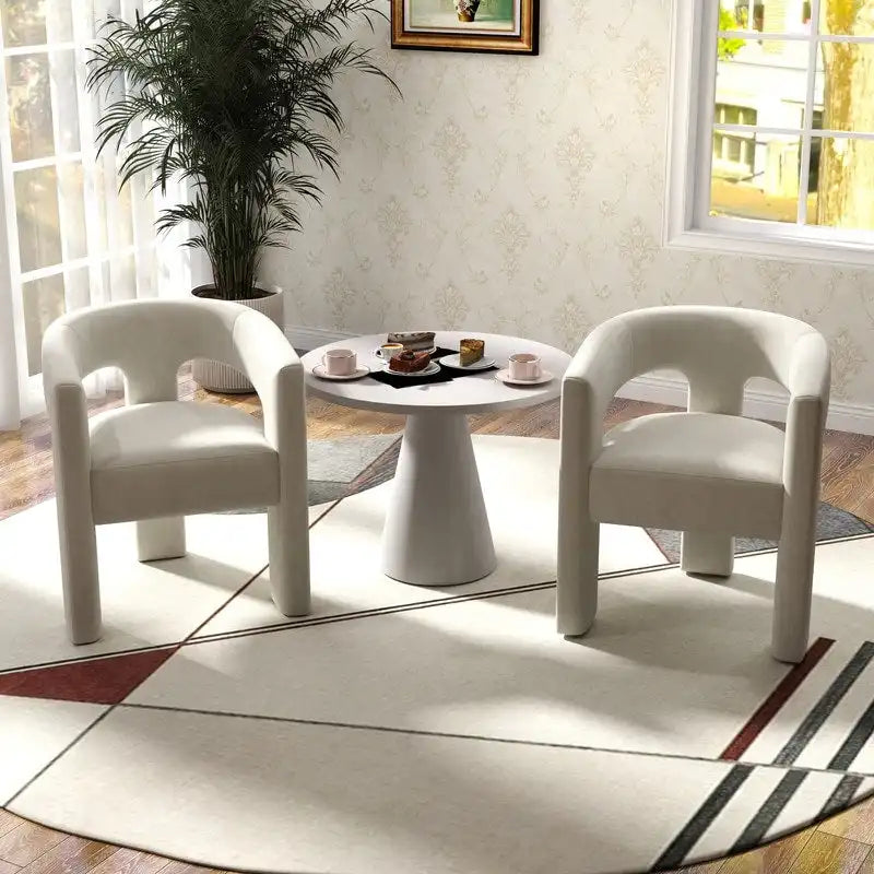 Velvet Upholstered Open-Back Accent Armchair with Arched Legs