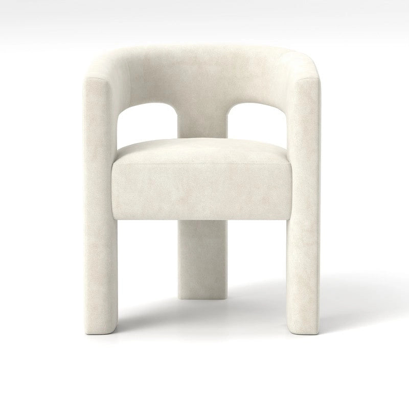 Velvet Upholstered Open-Back Accent Armchair with Arched Legs