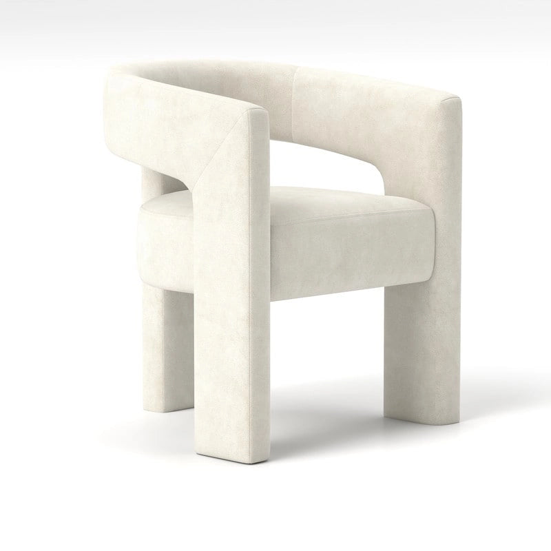 Velvet Upholstered Open-Back Accent Armchair with Arched Legs